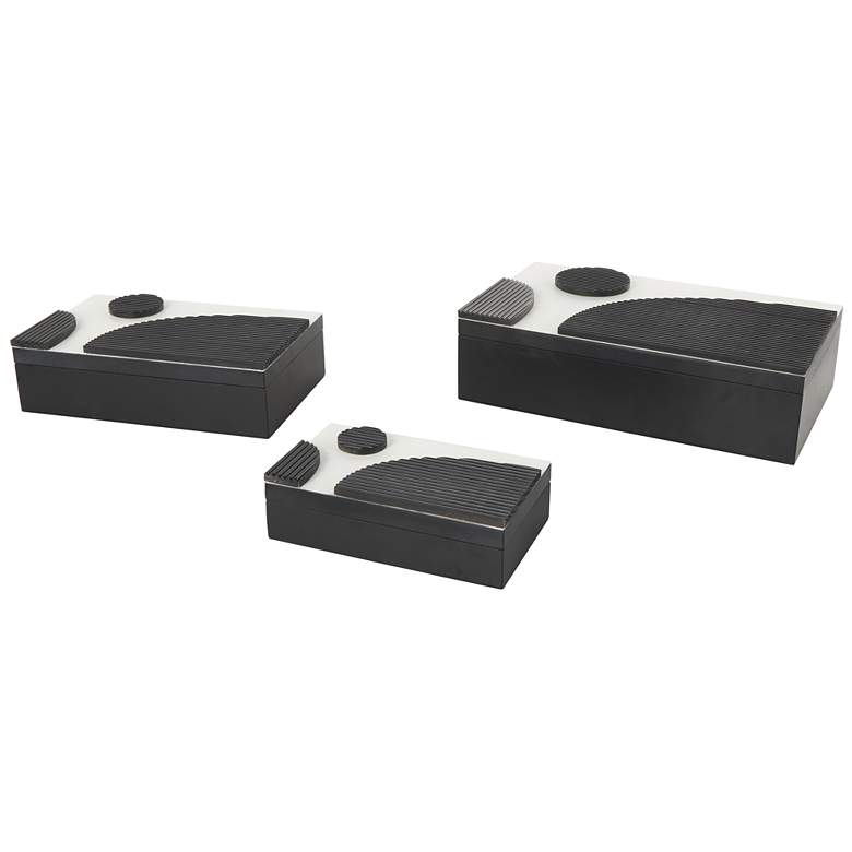 Image 1 Black Wood Handmade Decorative Box, Set of 3 15", 12", 9"W