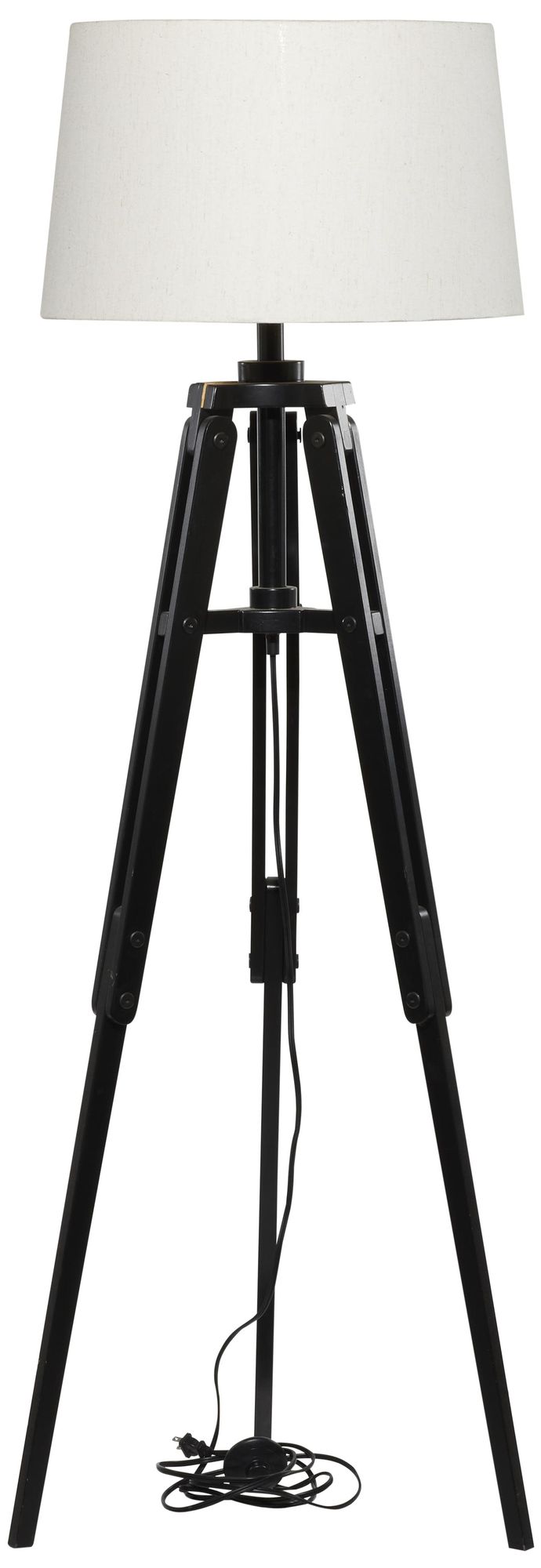 Image 6 Black Wood Industrial Floor Lamp, 21" x 21" x 62" more views