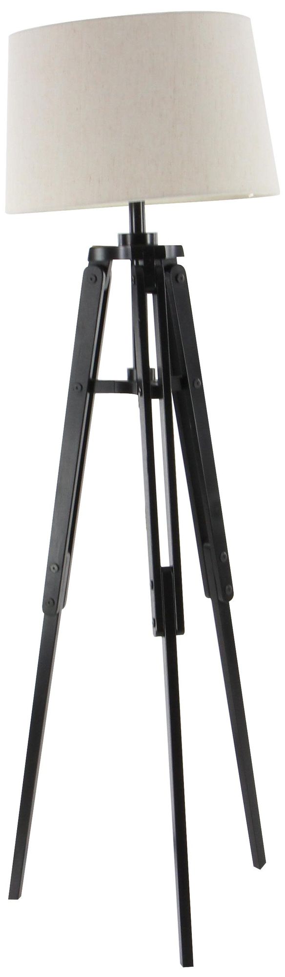 Black Wood Industrial Floor Lamp, 21" x 21" x 62"