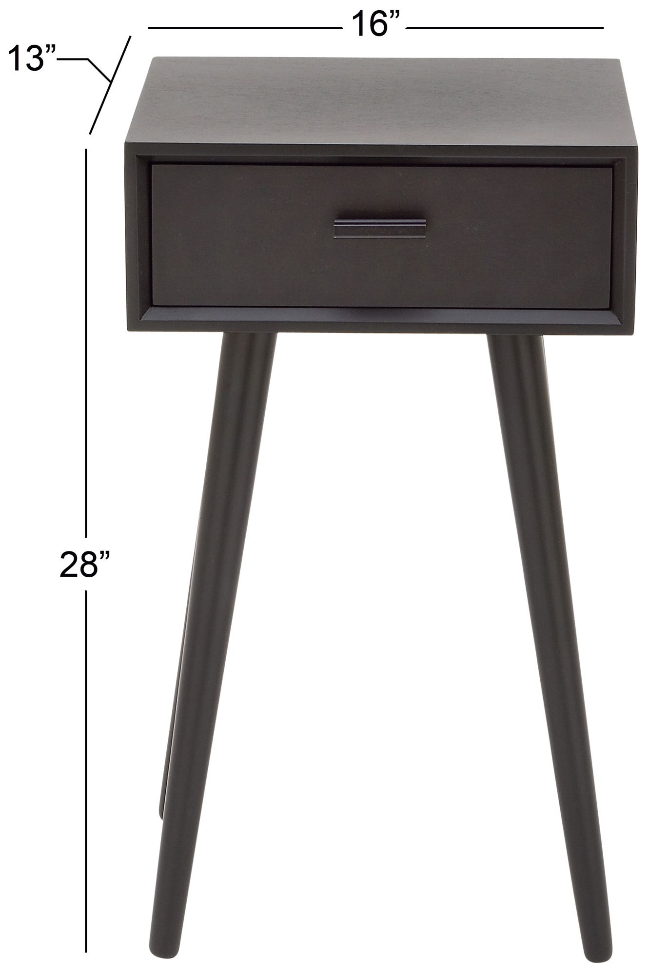 Image 6 Black Wood Modern Accent Table, 16" x 13" x 28" more views