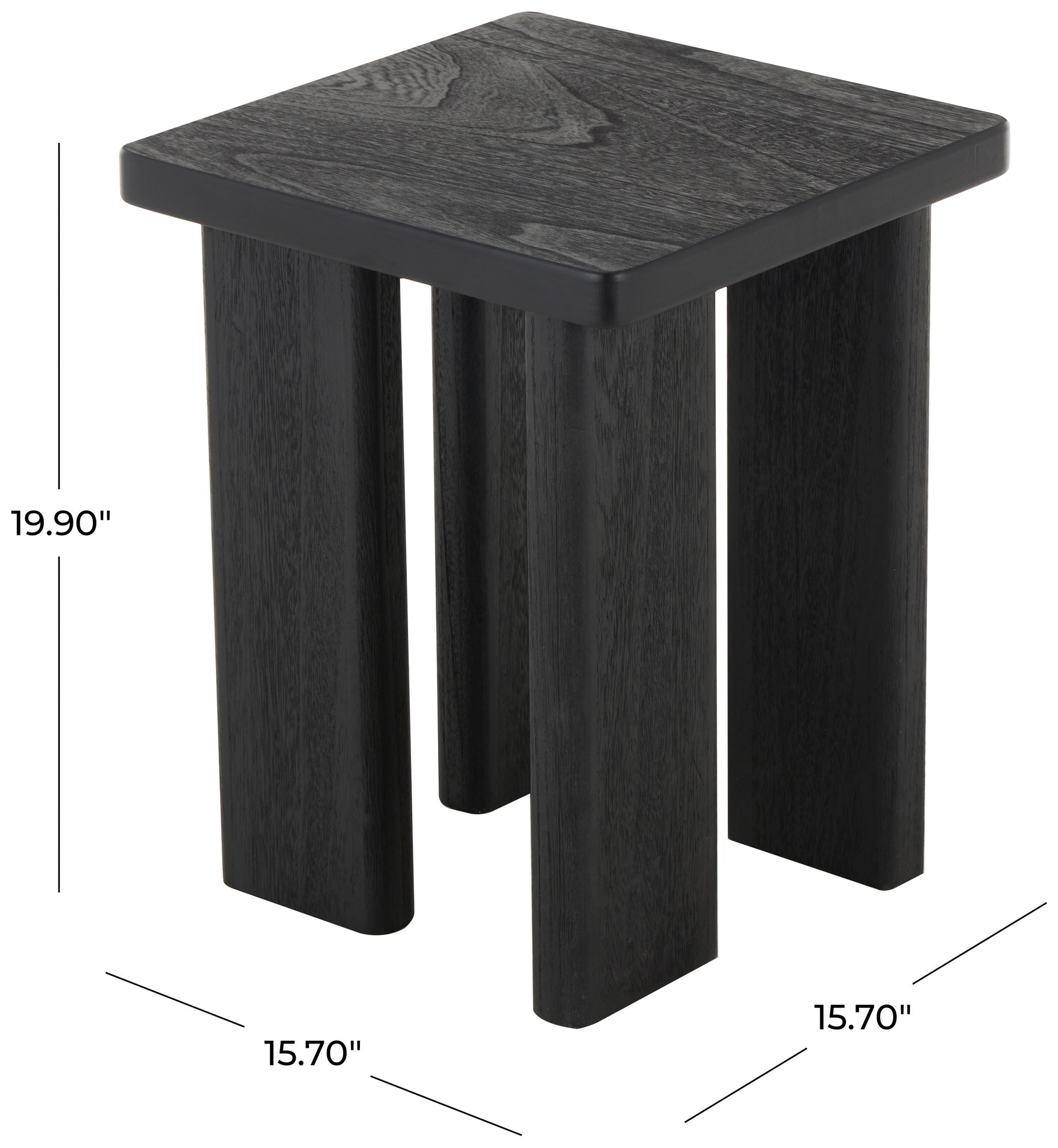 Image 7 Black Wood Modern Accent Table, 16" x 16" x 20" more views