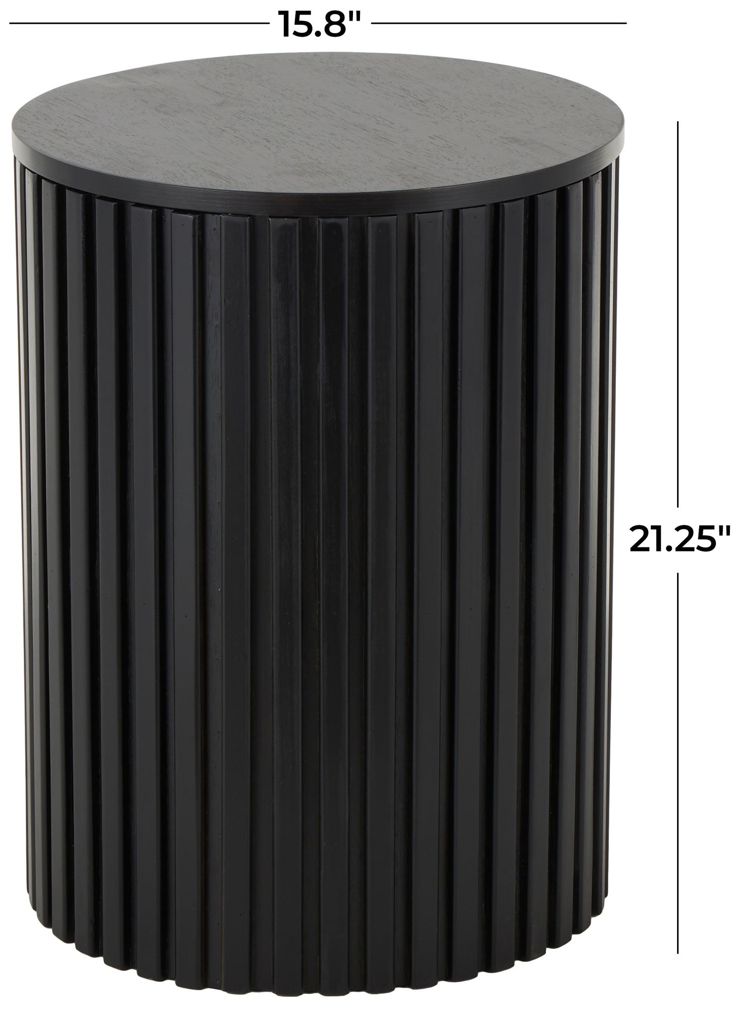 Image 7 Black Wood Modern Accent Table, 16" x 16" x 21" more views