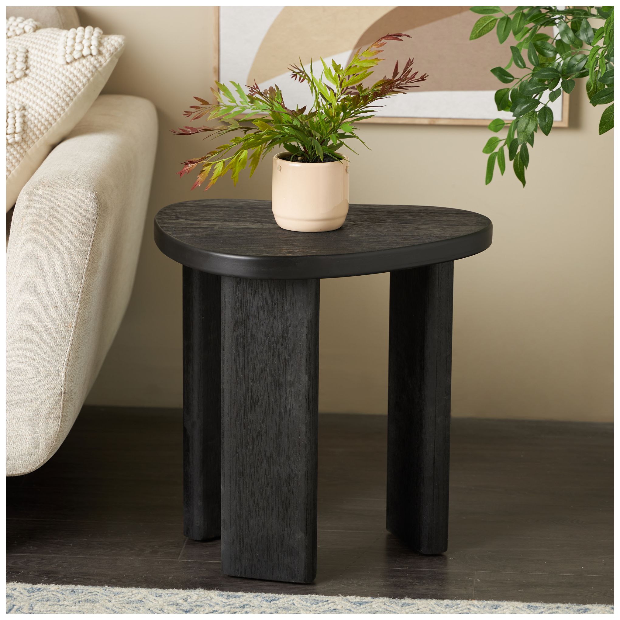 Image 6 Black Wood Modern Accent Table, 20" x 16" x 20" more views