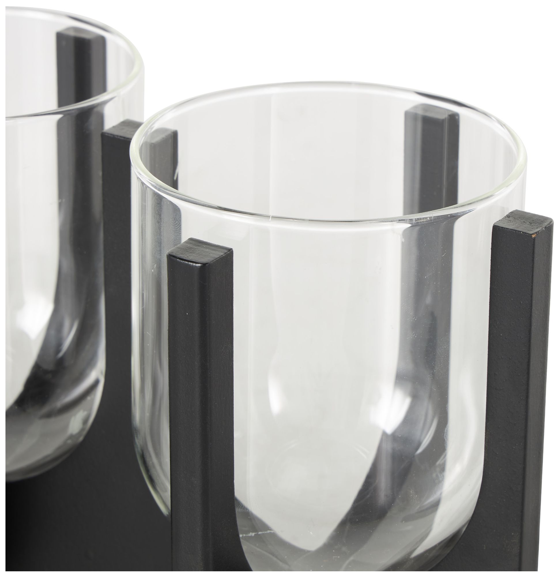 Image 4 Black Wood Modern Candle Holder, 14" x 5" x 7" more views