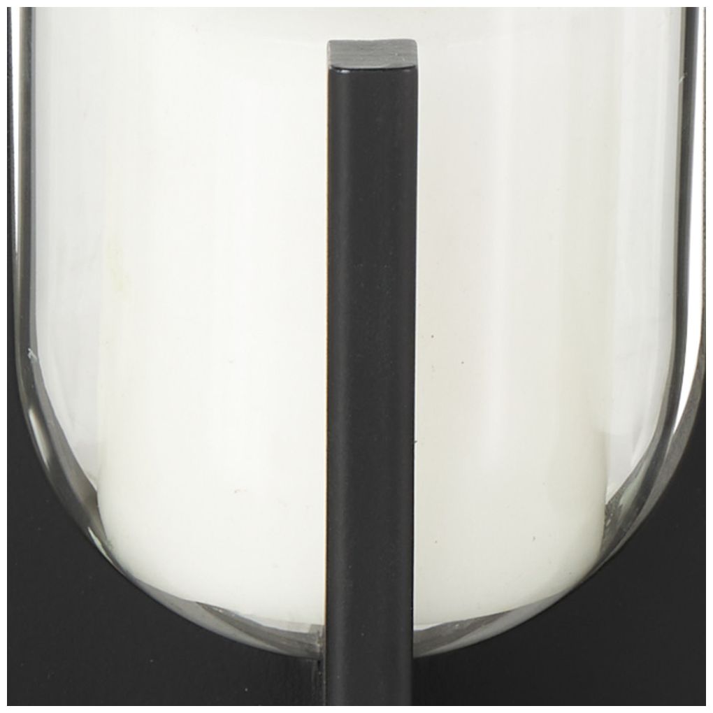 Black Wood Modern Candle Holder, 14" x 5" x 7"