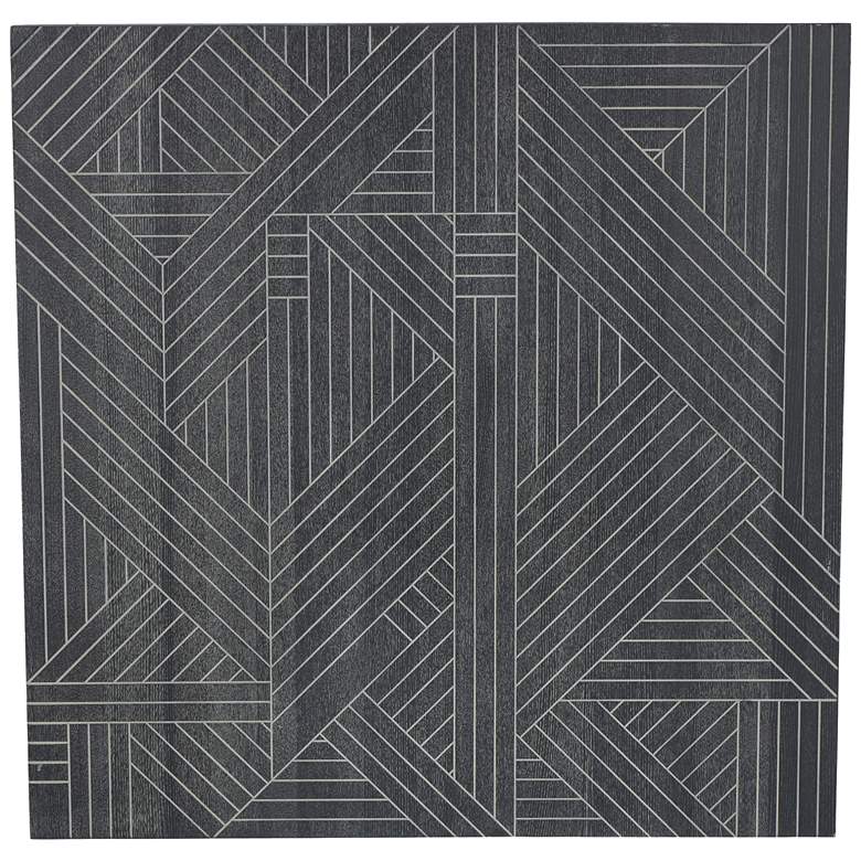 Image 1 Black Wood Modern Wall Decor, 39" x 1" x 39"