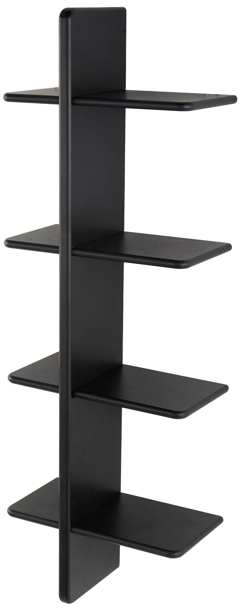 Image 2 Black Wood Modern Wall Shelf, 15" x 8" x 44"