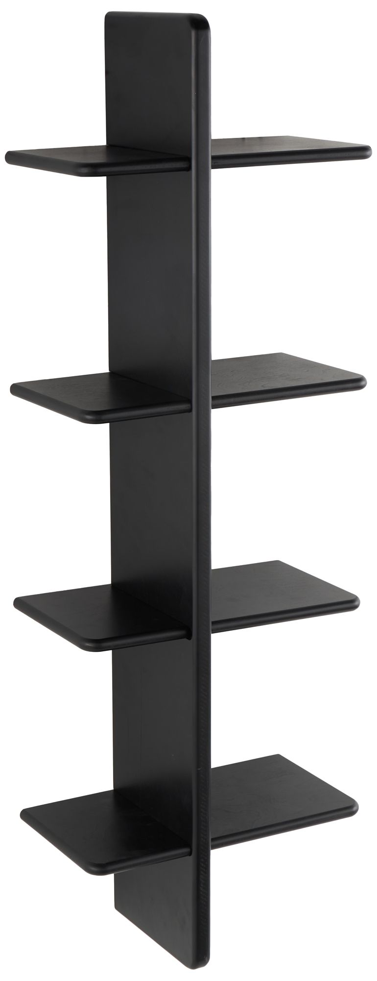 Image 6 Black Wood Modern Wall Shelf, 15" x 8" x 44" more views