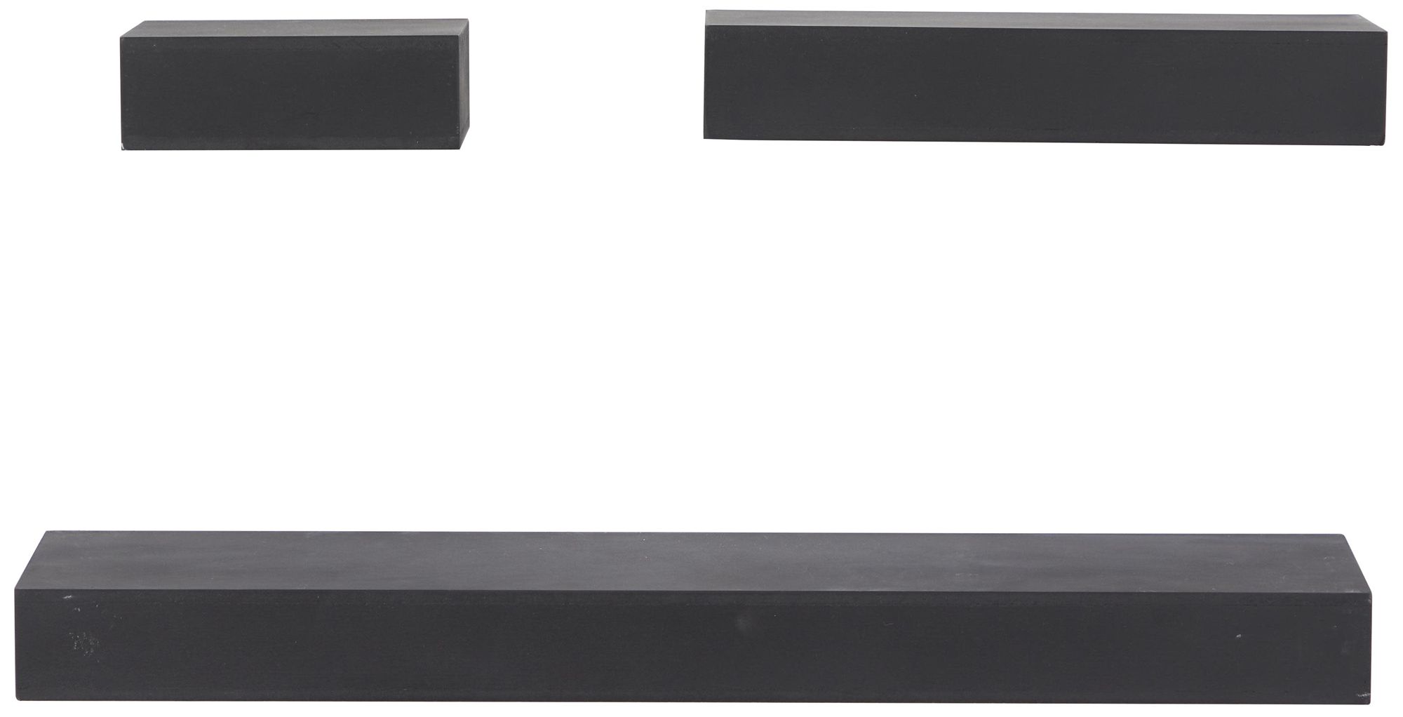 Black Wood Modern Wall Shelf, S/3 24", 12", 6"W