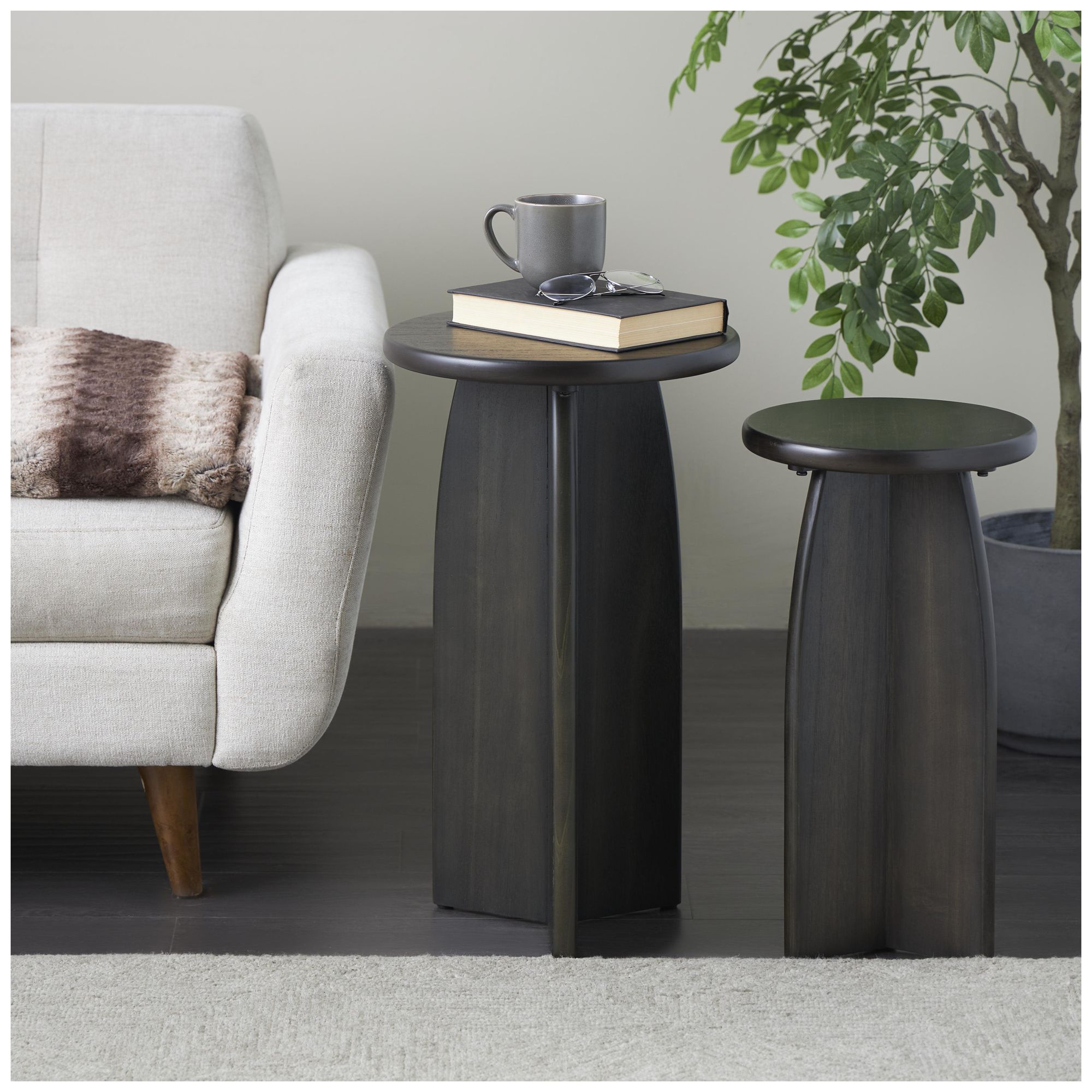 Image 4 Black Wood Traditional Accent Table, S/2 24", 21"H more views