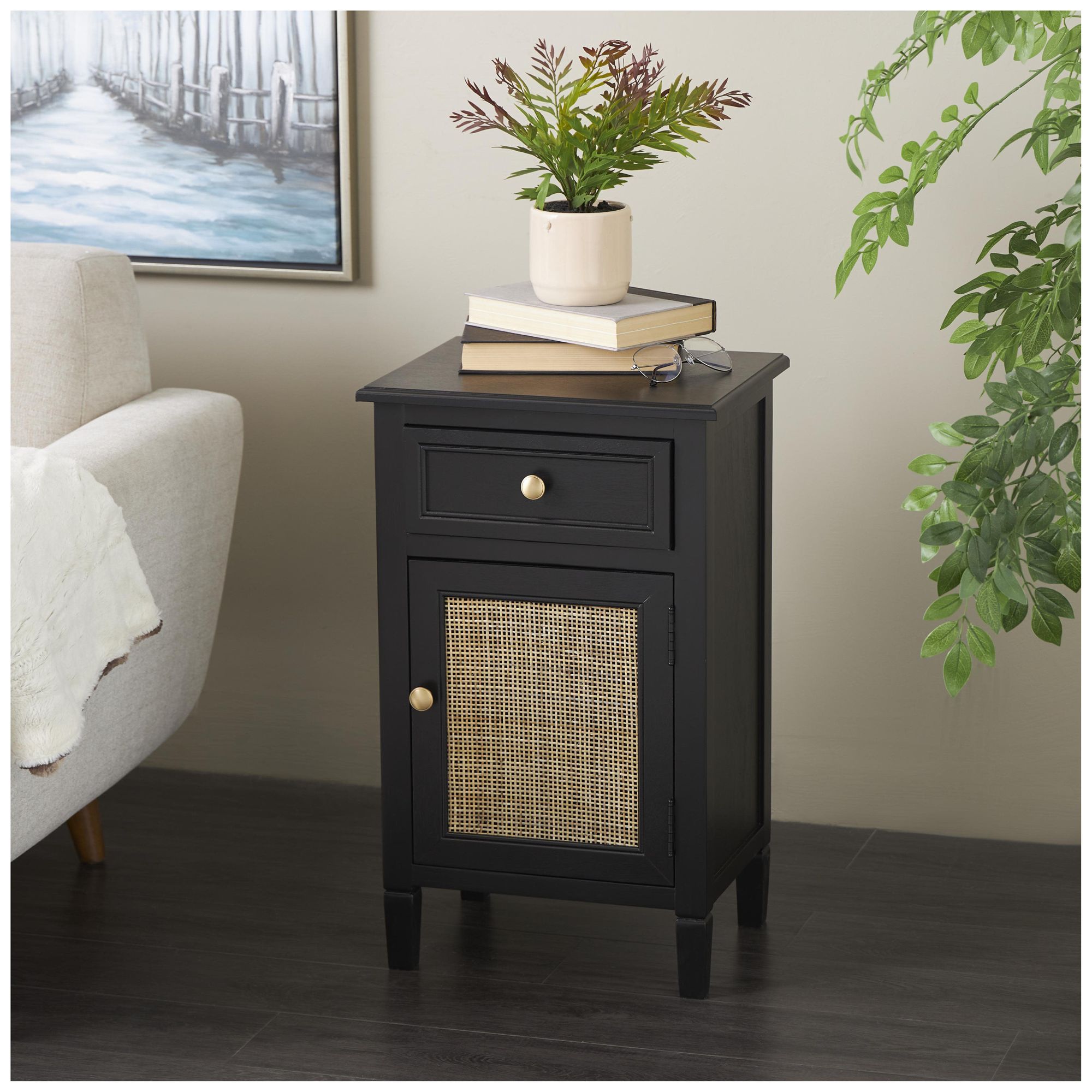 Image 4 Black Wood Traditional Cabinet, 16" x 13" x 26" more views