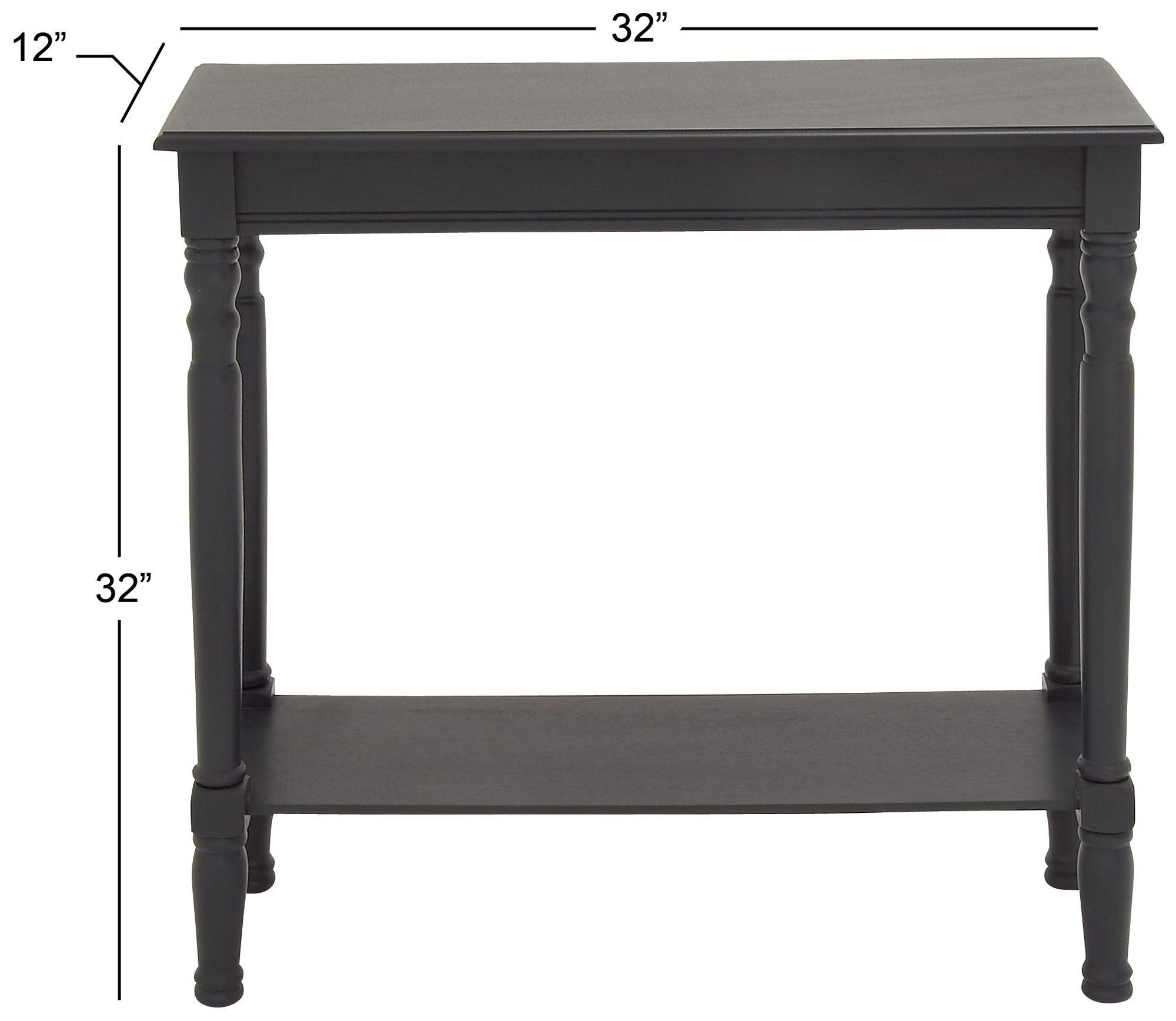 Image 6 Black Wood Traditional Console Table, 32" x 12" x 32" more views
