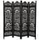 Black Wood Traditional Room Divider Screen, 80" x 1" x 72"