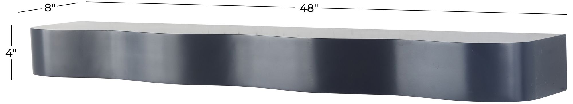 Image 7 Black Wood Traditional Wall Shelf, 48" x 8" x 4" more views