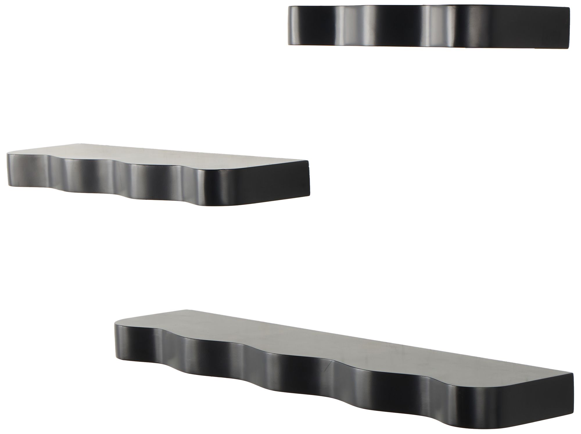 Image 2 Black Wood Traditional Wall Shelf, S/3 30", 22", 14"W