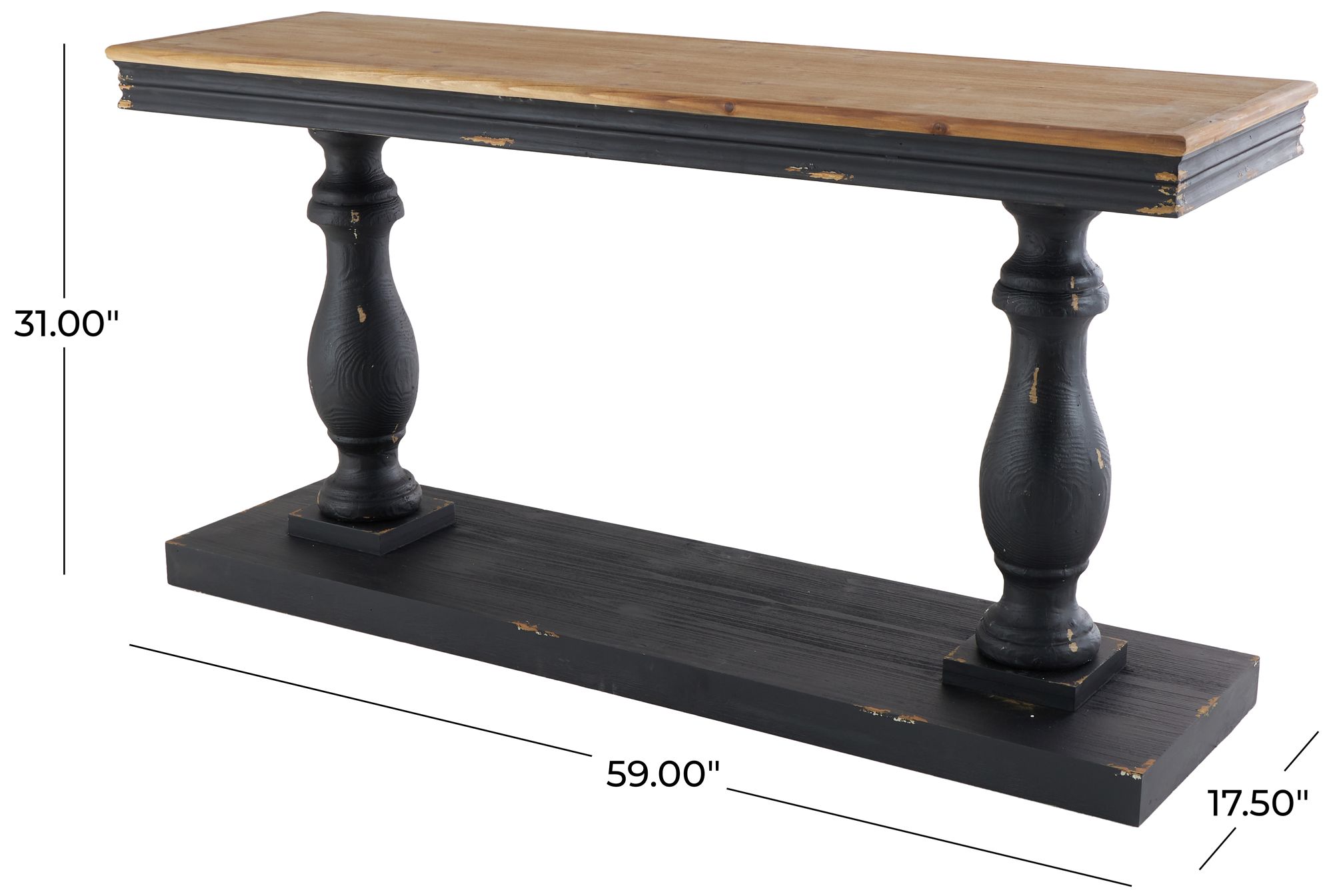 Image 7 Black Wood Vintage Console Table, 59" x 18" x 31" more views