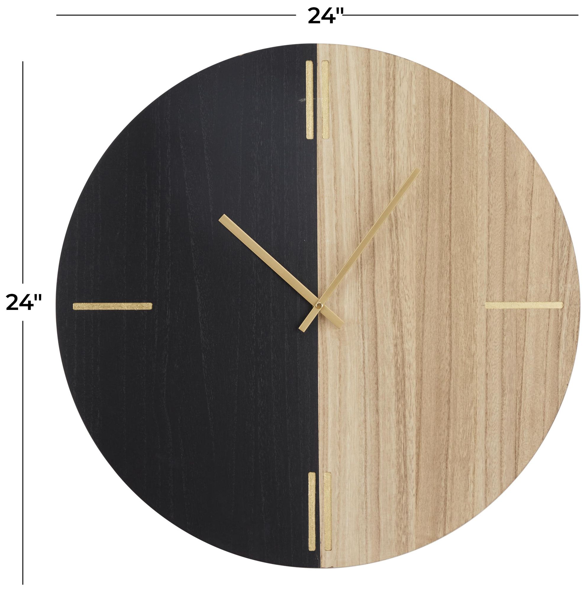 Image 6 Black Wooden Contemporary Wall Clock, 24" x 2" x 24" more views