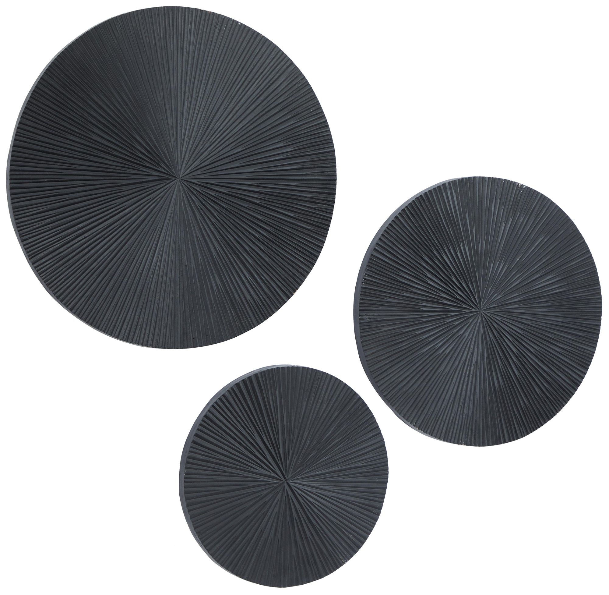 Black Wooden Contemporary Wall Decor, S/3 24", 20", 16"H