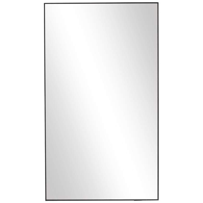 Image 1 Black Wooden Contemporary Wall Mirror, 18" x 1" x 32"