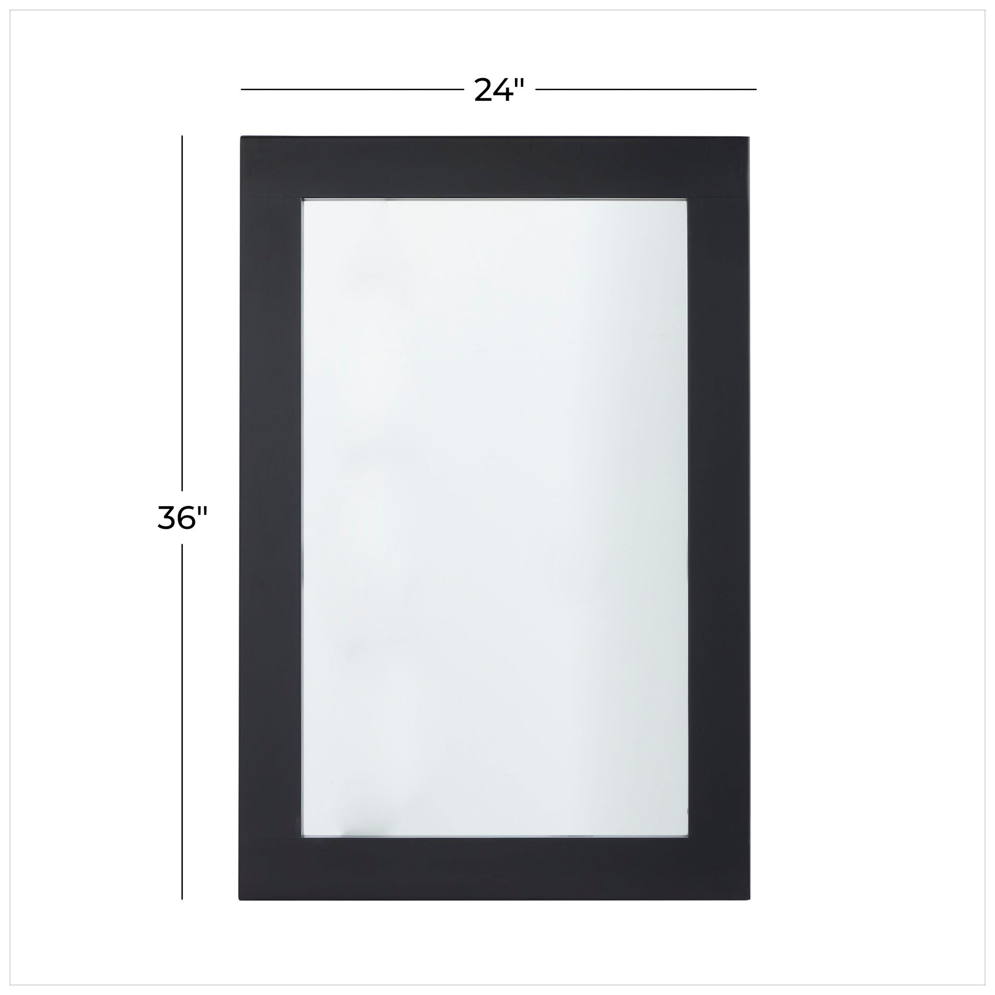 Image 6 Black Wooden Contemporary Wall Mirror, 24" x 1" x 36" more views