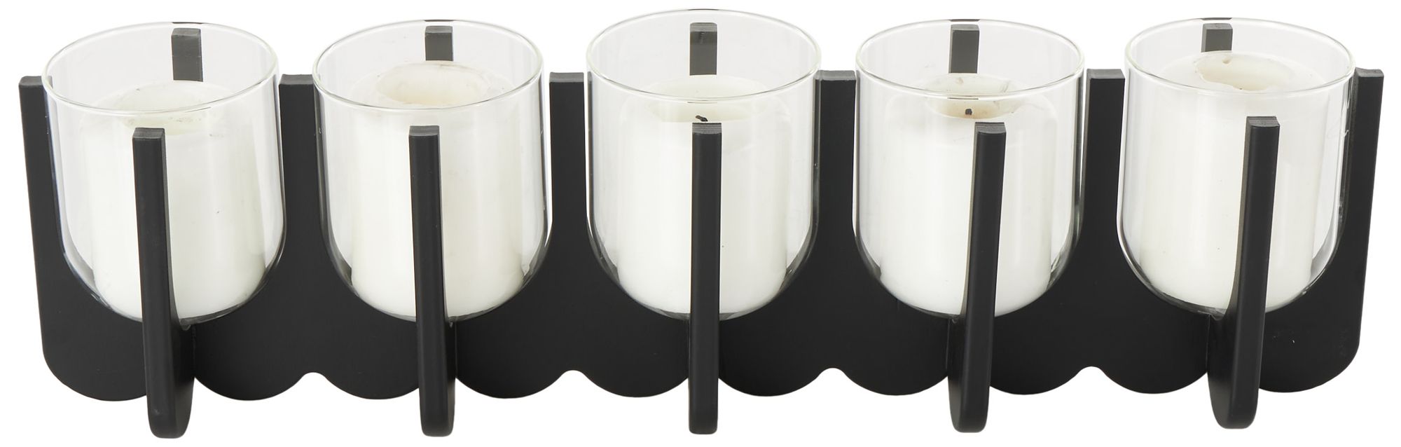Image 2 Black Wooden Modern Candle Holder, 23" x 5" x 7"