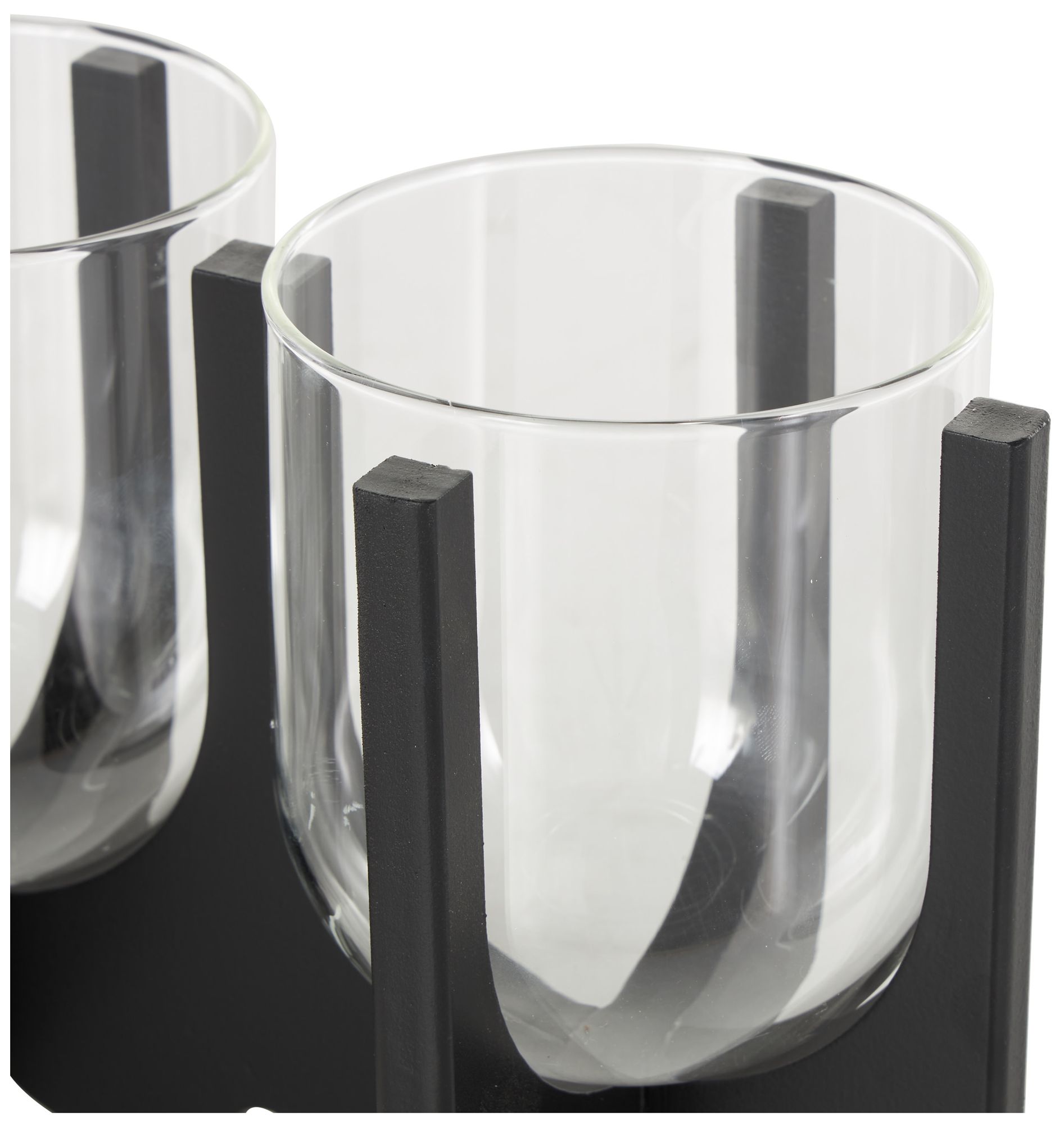 Image 4 Black Wooden Modern Candle Holder, 23" x 5" x 7" more views