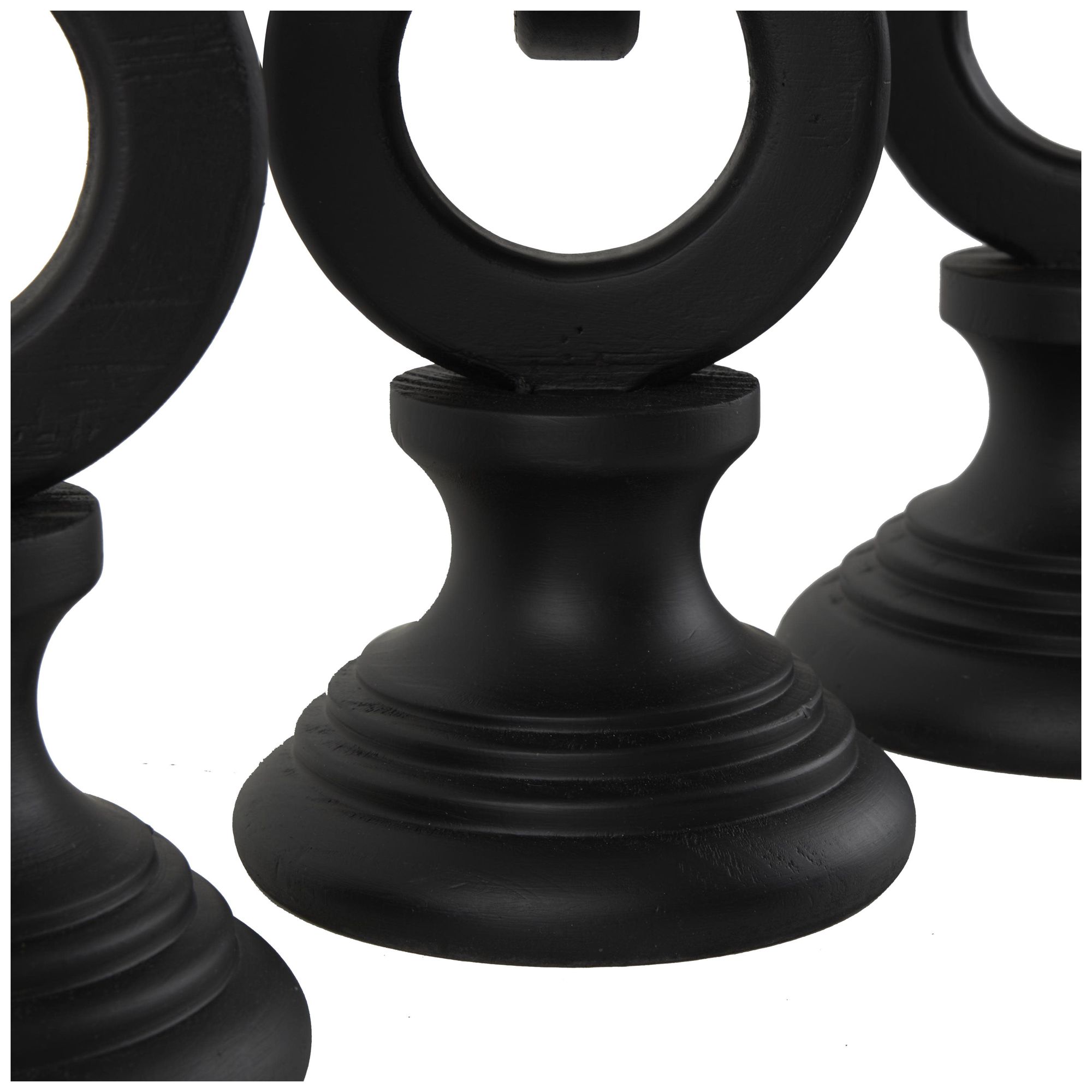 Image 4 Black Wooden Modern Candle Holder, S/3 13", 11", 9"H more views