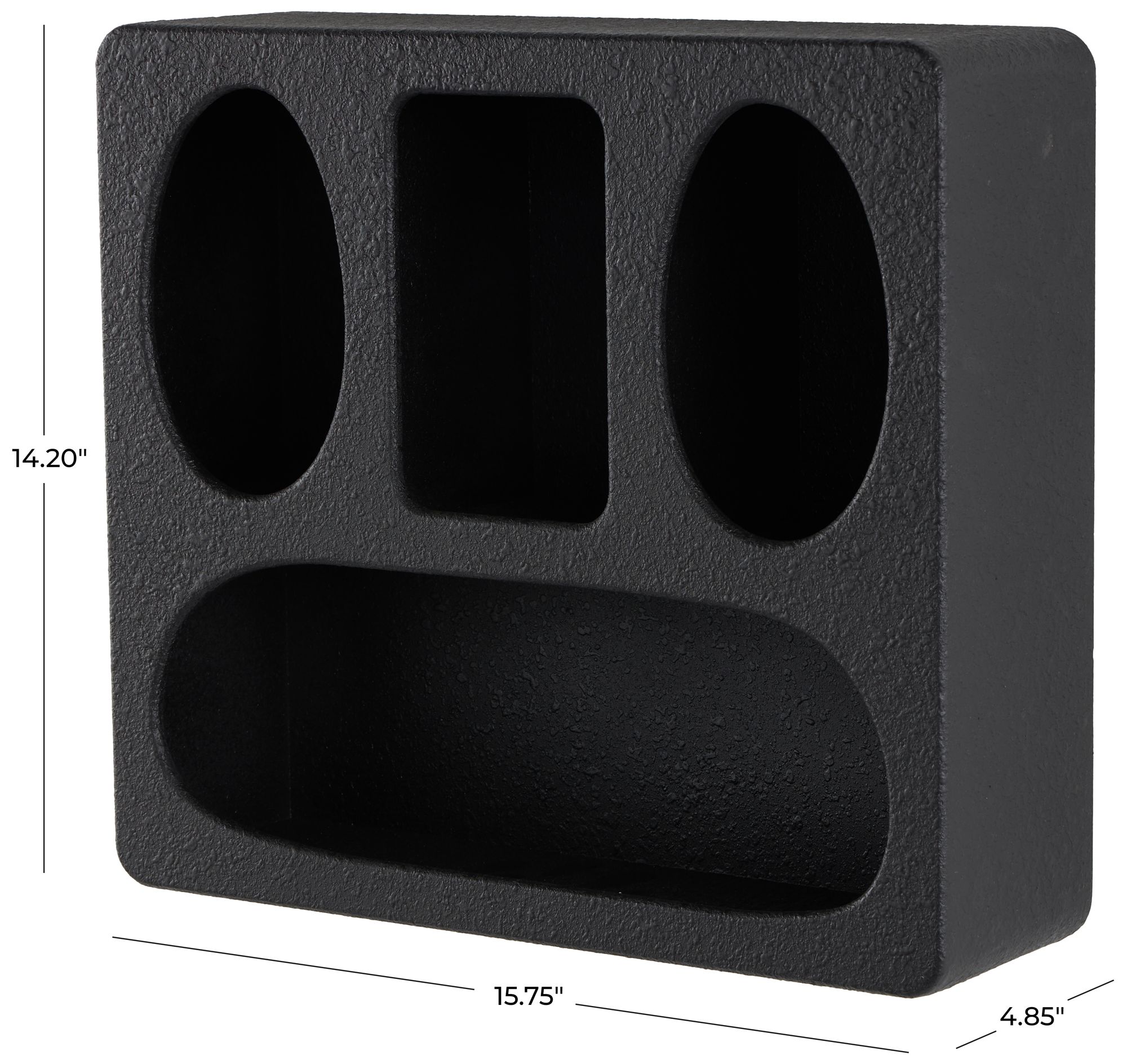 Image 7 Black Wooden Modern Wall Shelf, 16" x 5" x 14" more views