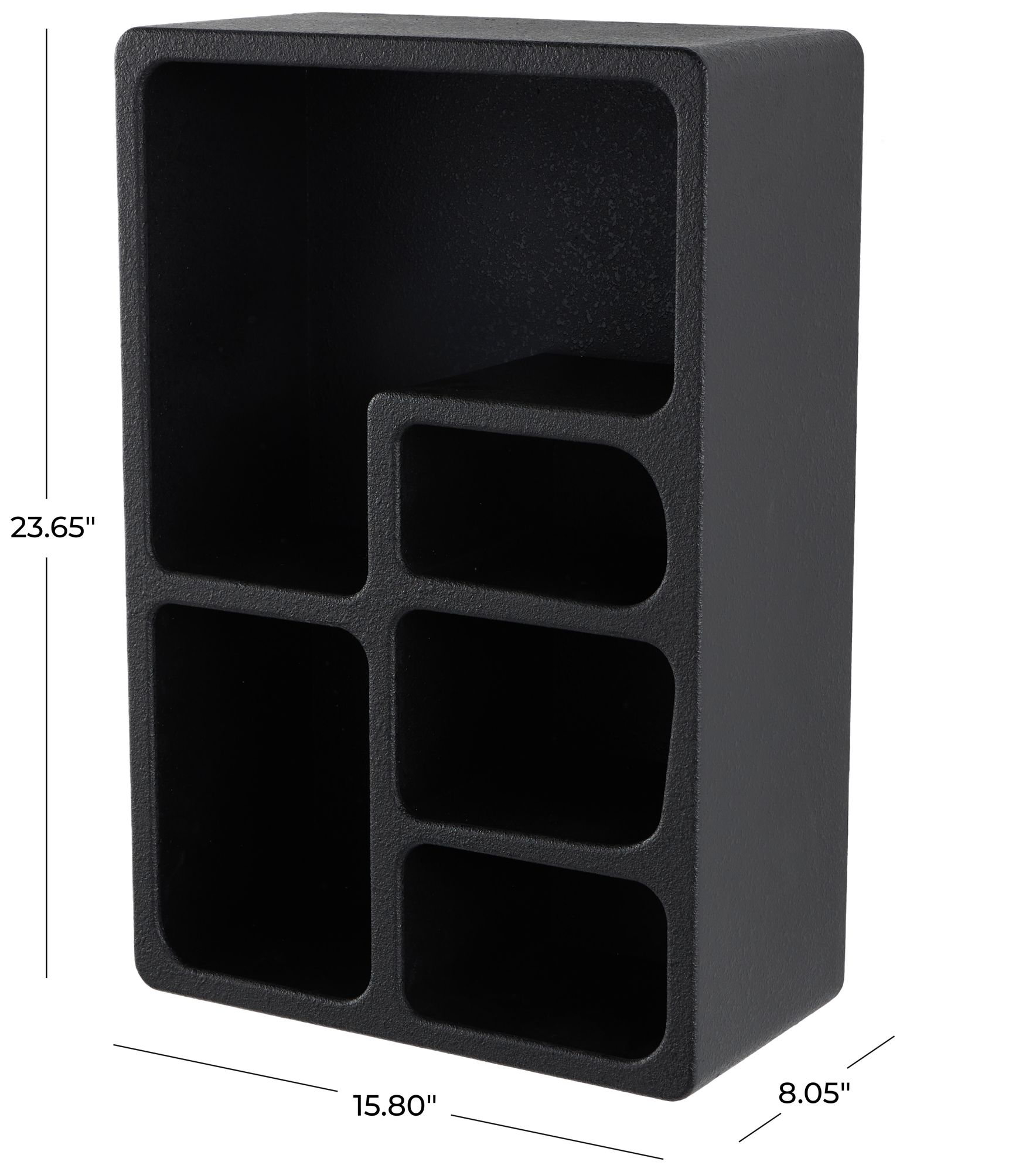 Image 7 Black Wooden Modern Wall Shelf, 16" x 8" x 24" more views