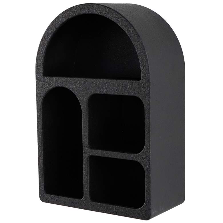 Image 1 Black Wooden Modern Wall Shelf, 16" x 8" x 24"