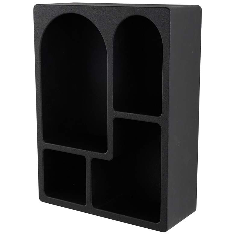 Image 1 Black Wooden Modern Wall Shelf, 24" x 10" x 32"