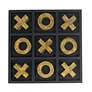 1_Black Wooden Tic-Tac-Toe Game Set with Gold Iron Pieces