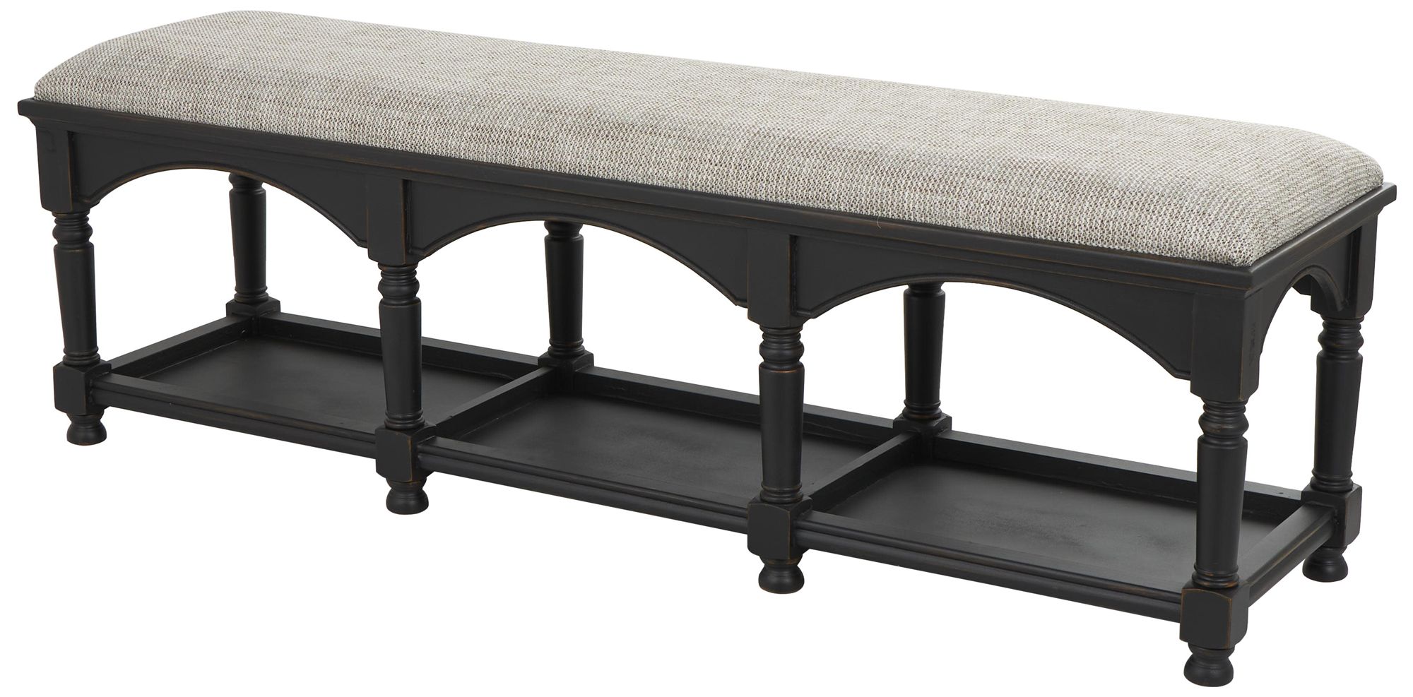 Image 5 Black Wooden Traditional Bench, 59" x 16" x 19" more views