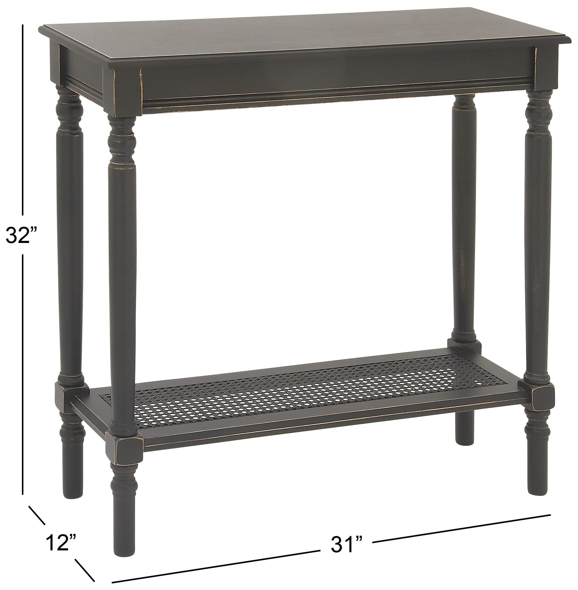 Image 5 Black Wooden Traditional Console Table, 31" x 12" x 32" more views
