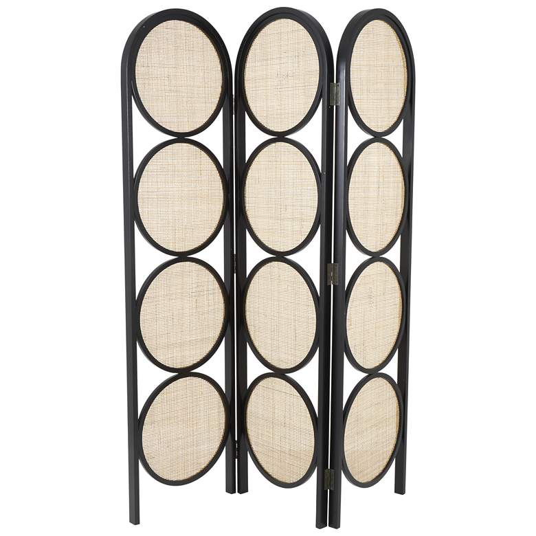Image 1 Black Wooden Traditional Room Divider Screen, 55" x 2" x 71"