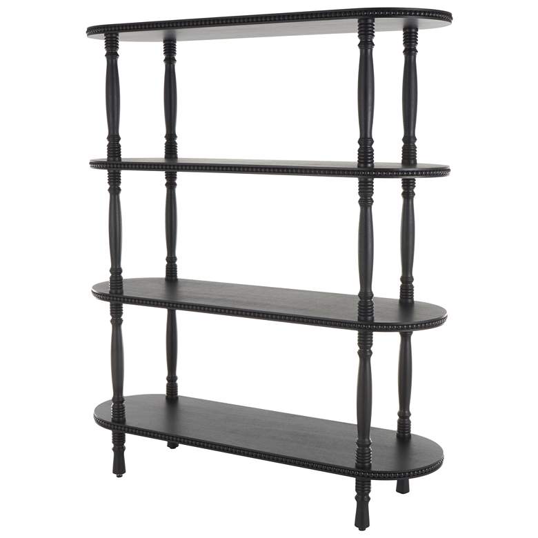 Image 1 Black Wooden Traditional Shelving Unit, 47" x 15" x 57"