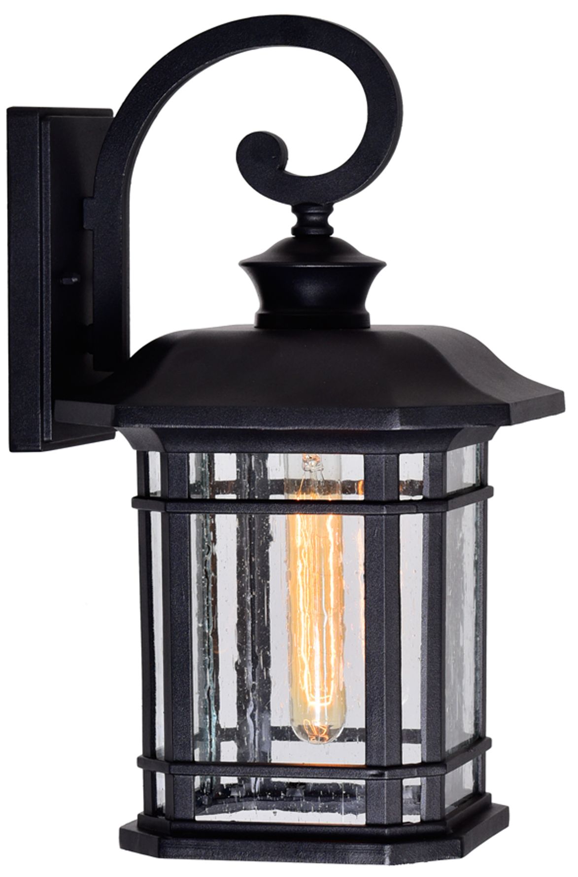 Blackburn Black and Seedy Glass 1-Light Outdoor Wall Lantern