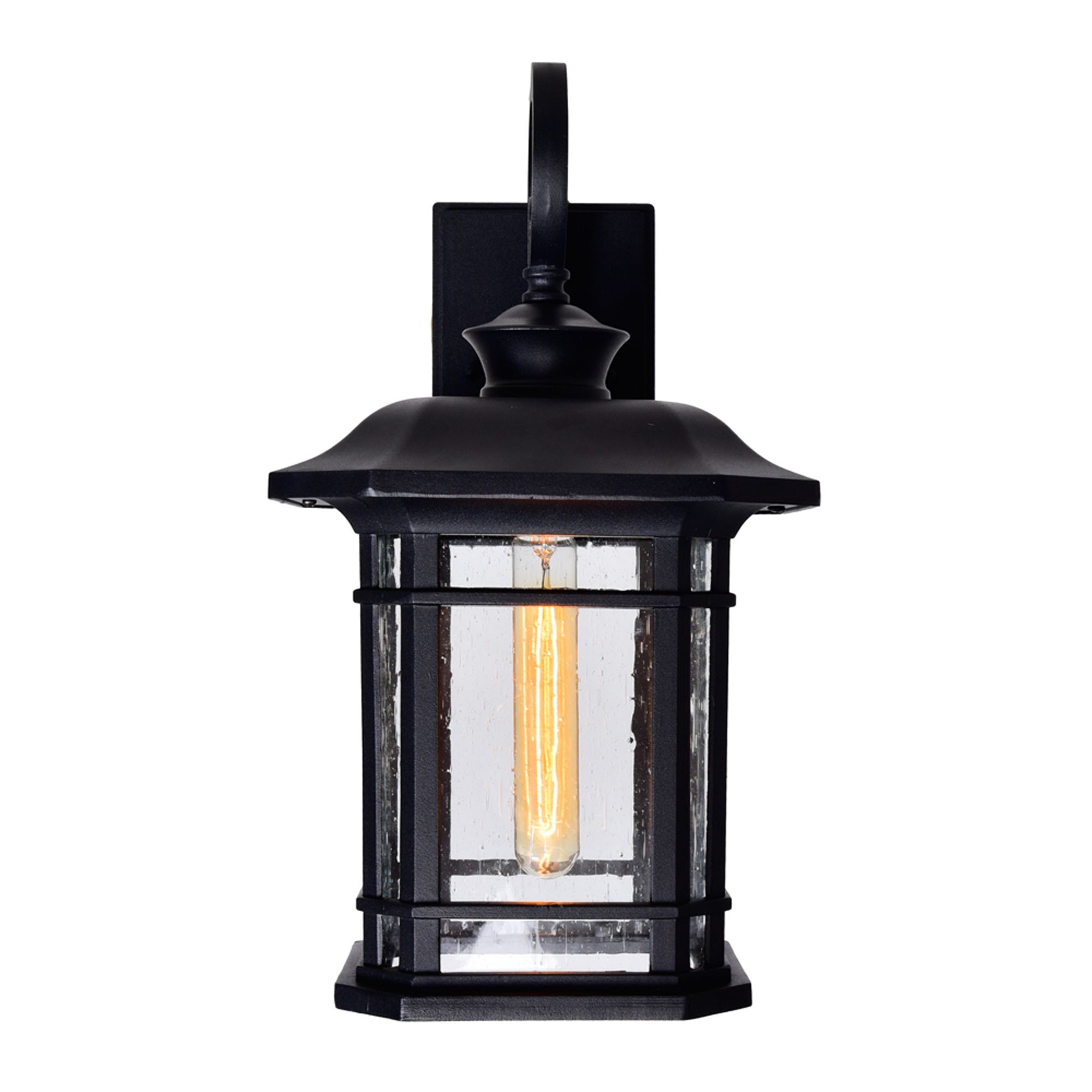 Image 2 Blackburn Black and Seedy Glass 1-Light Outdoor Wall Lantern more views