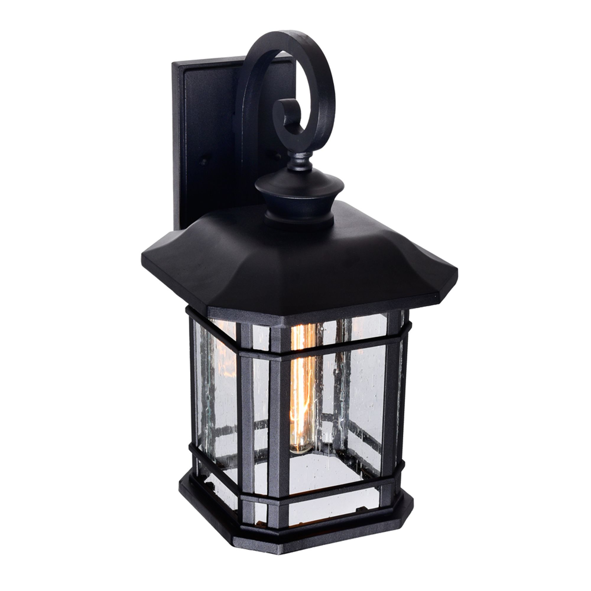 Image 3 Blackburn Black and Seedy Glass 1-Light Outdoor Wall Lantern more views