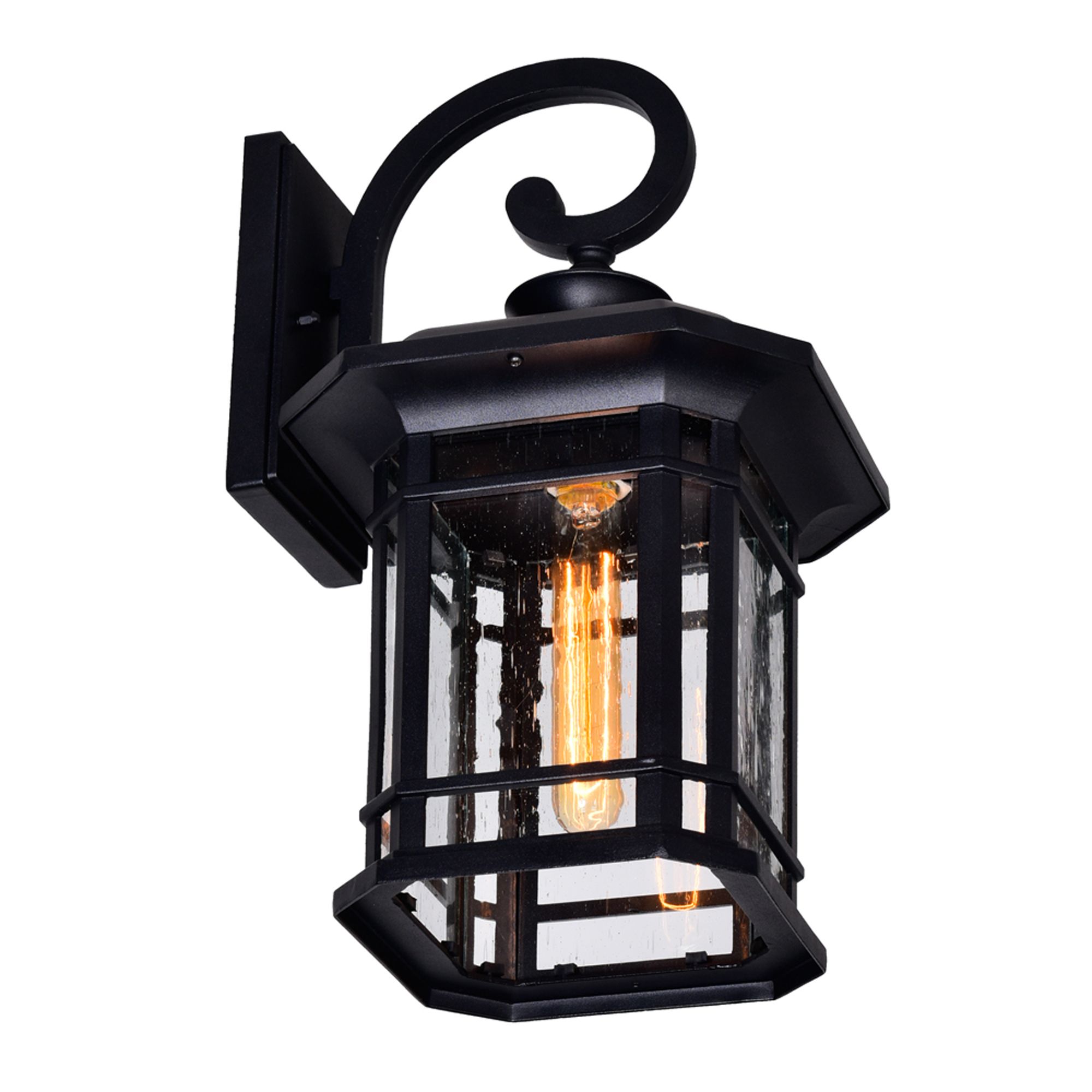 Image 4 Blackburn Black and Seedy Glass 1-Light Outdoor Wall Lantern more views
