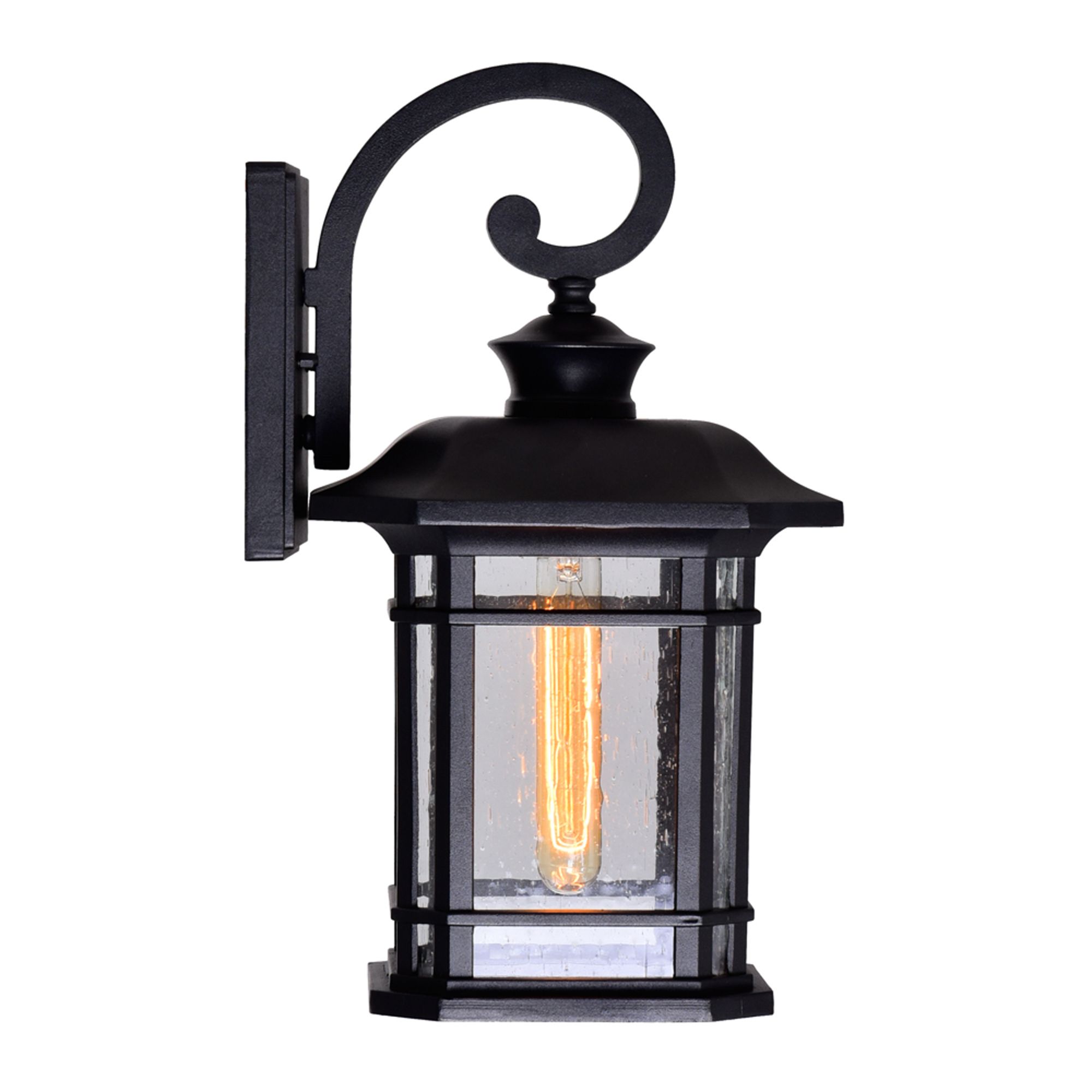 Image 5 Blackburn Black and Seedy Glass 1-Light Outdoor Wall Lantern more views