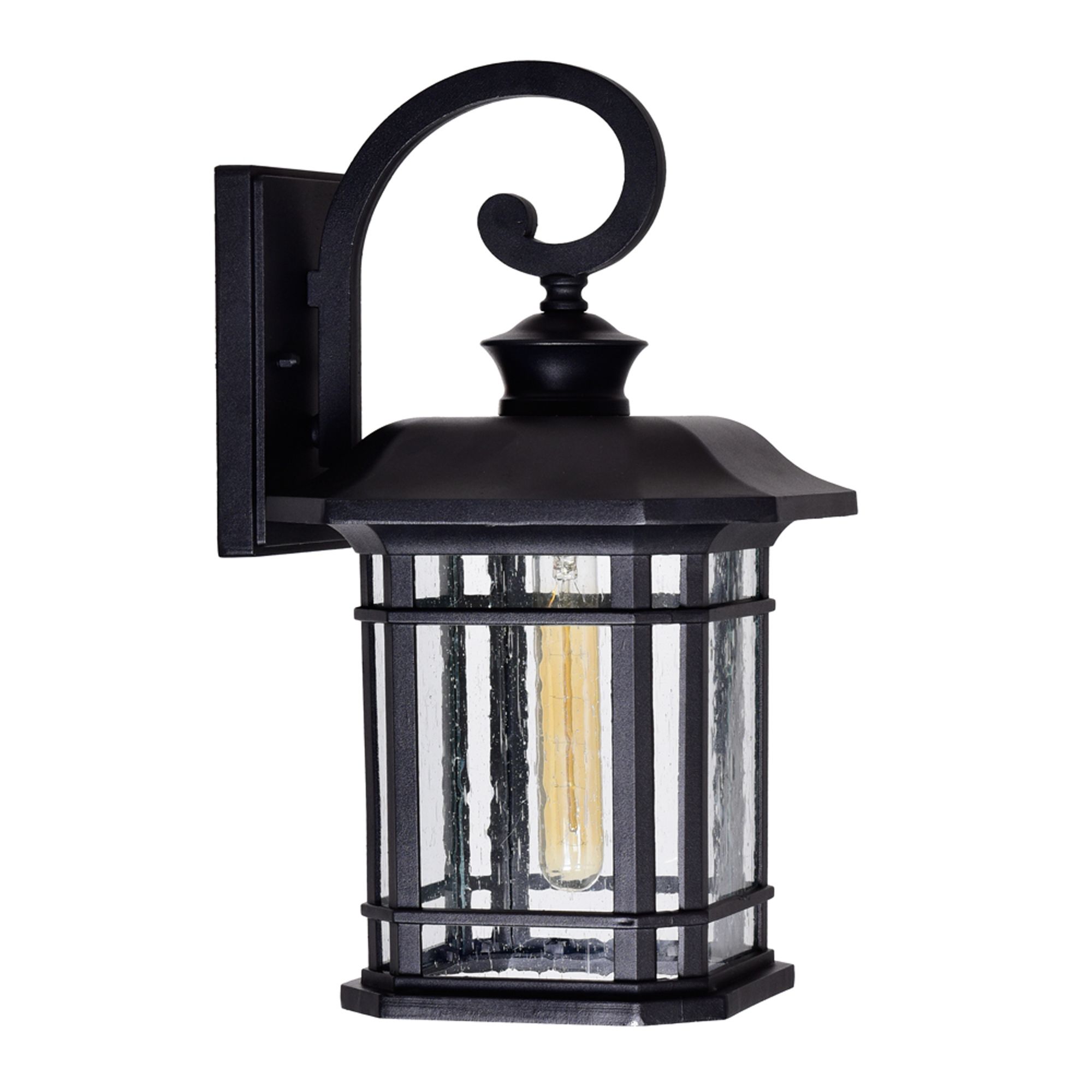 Image 6 Blackburn Black and Seedy Glass 1-Light Outdoor Wall Lantern more views