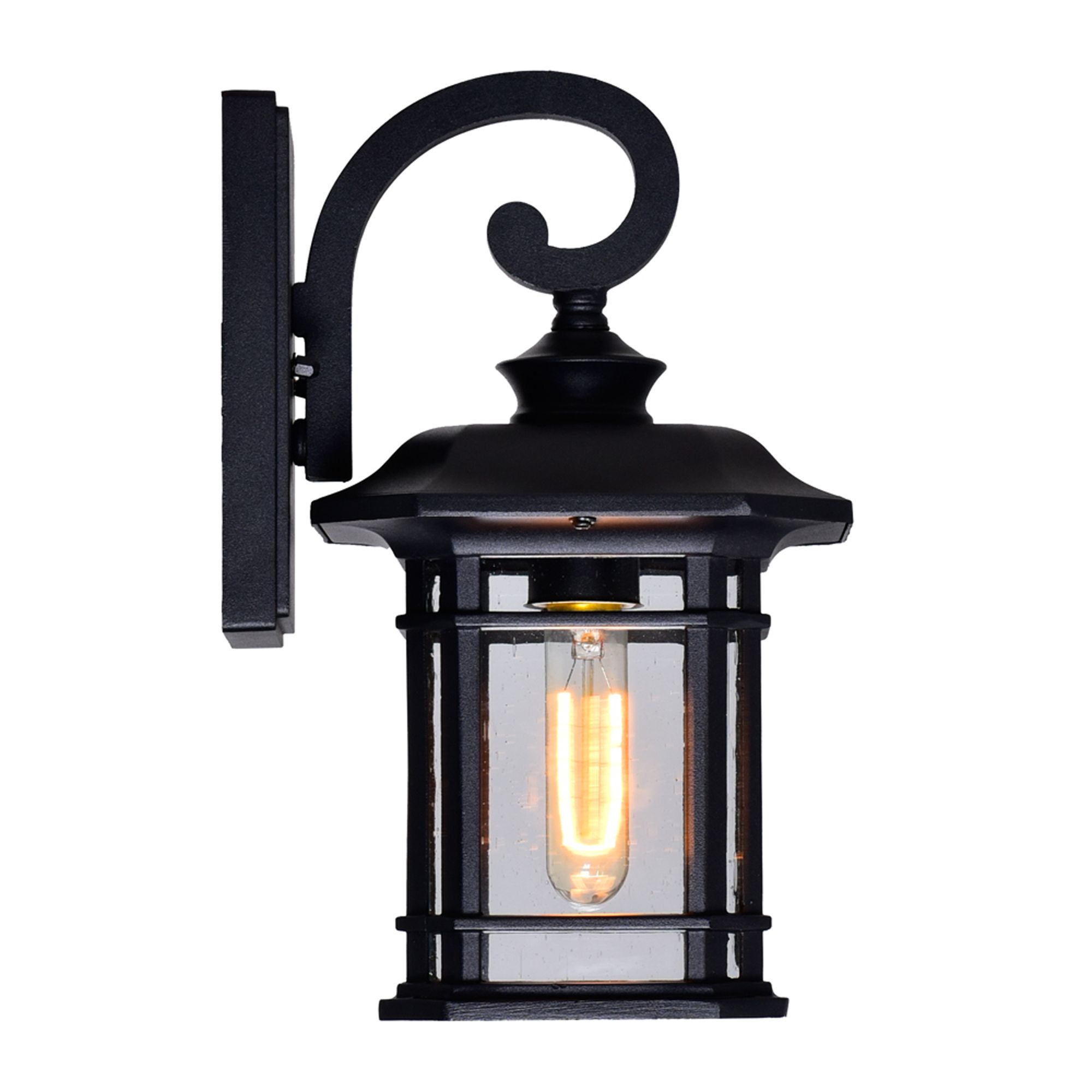 Image 2 Blackburn Black and Seedy Glass 1-Light Outdoor Wall Lantern more views