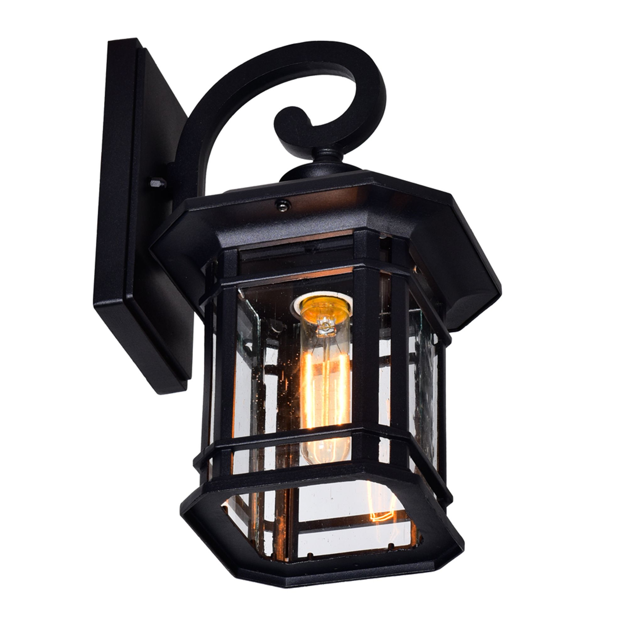 Image 3 Blackburn Black and Seedy Glass 1-Light Outdoor Wall Lantern more views