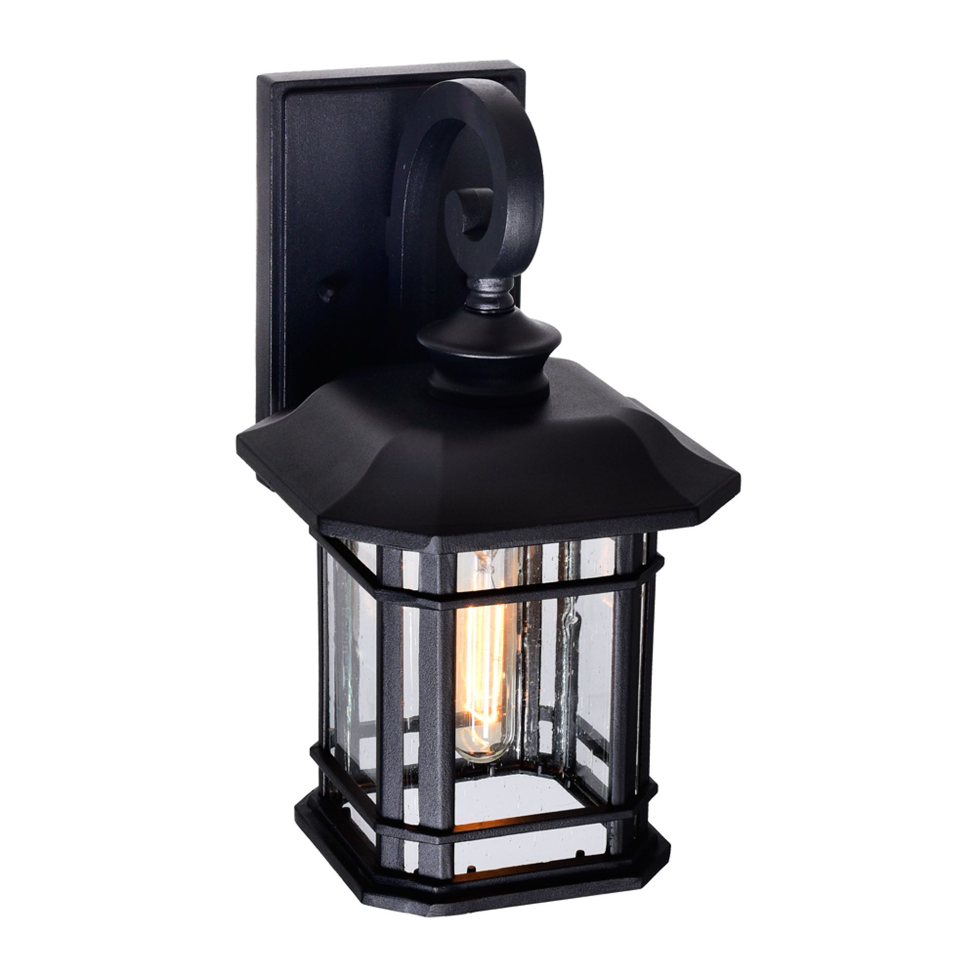 Image 4 Blackburn Black and Seedy Glass 1-Light Outdoor Wall Lantern more views