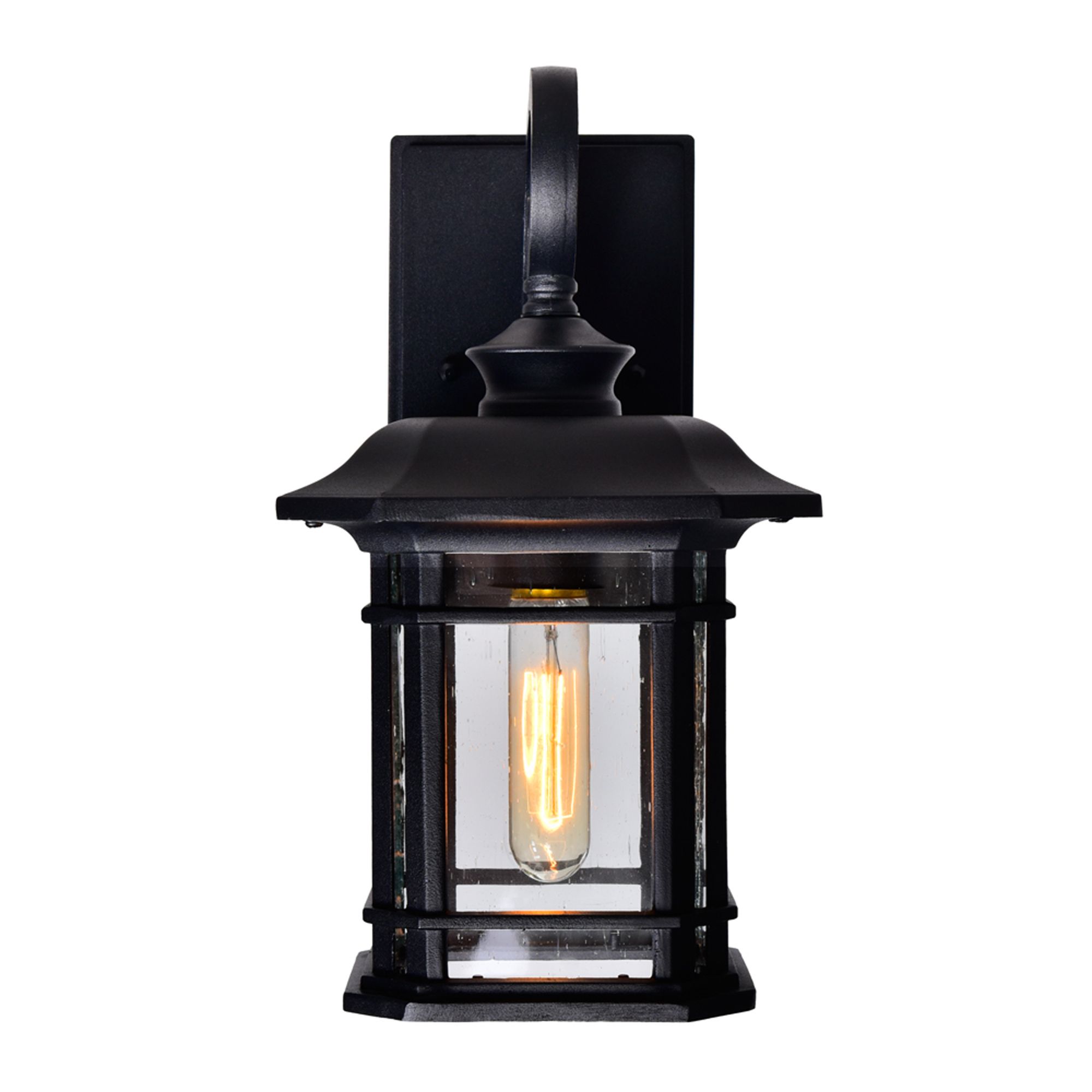 Image 5 Blackburn Black and Seedy Glass 1-Light Outdoor Wall Lantern more views