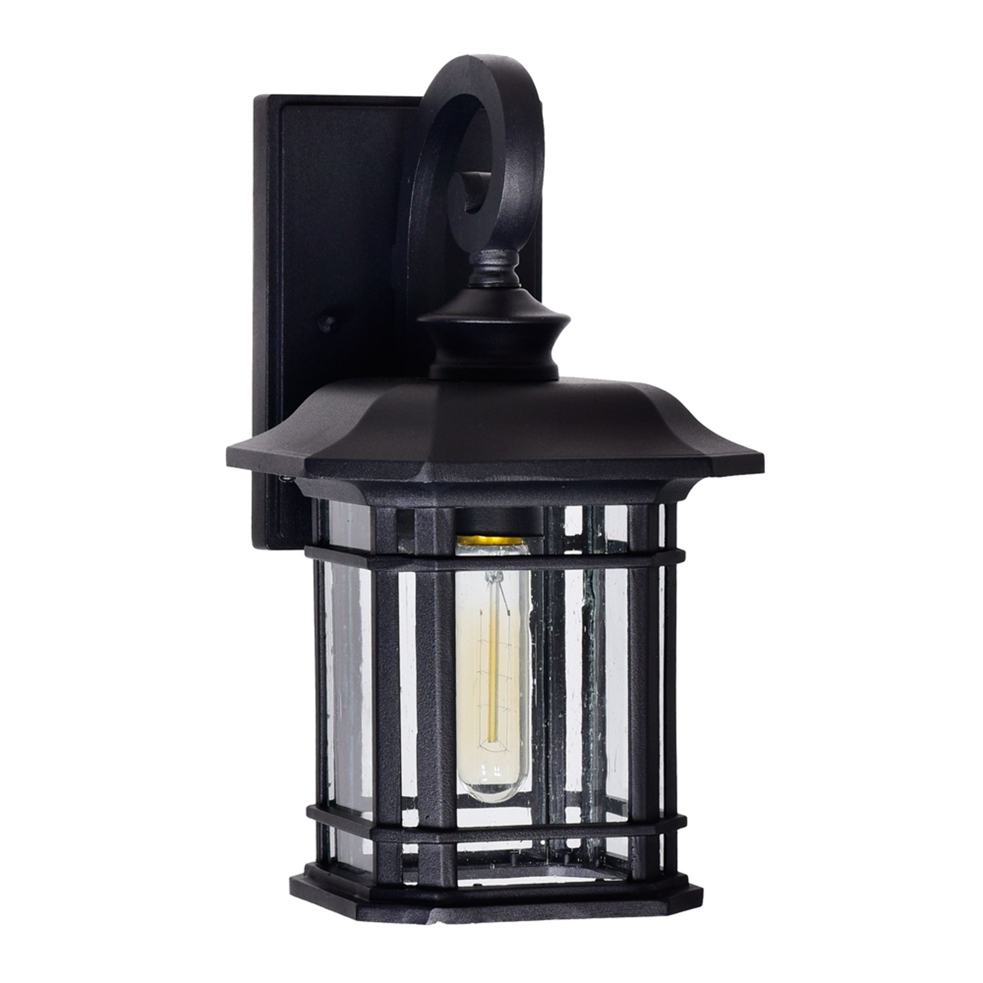 Image 6 Blackburn Black and Seedy Glass 1-Light Outdoor Wall Lantern more views