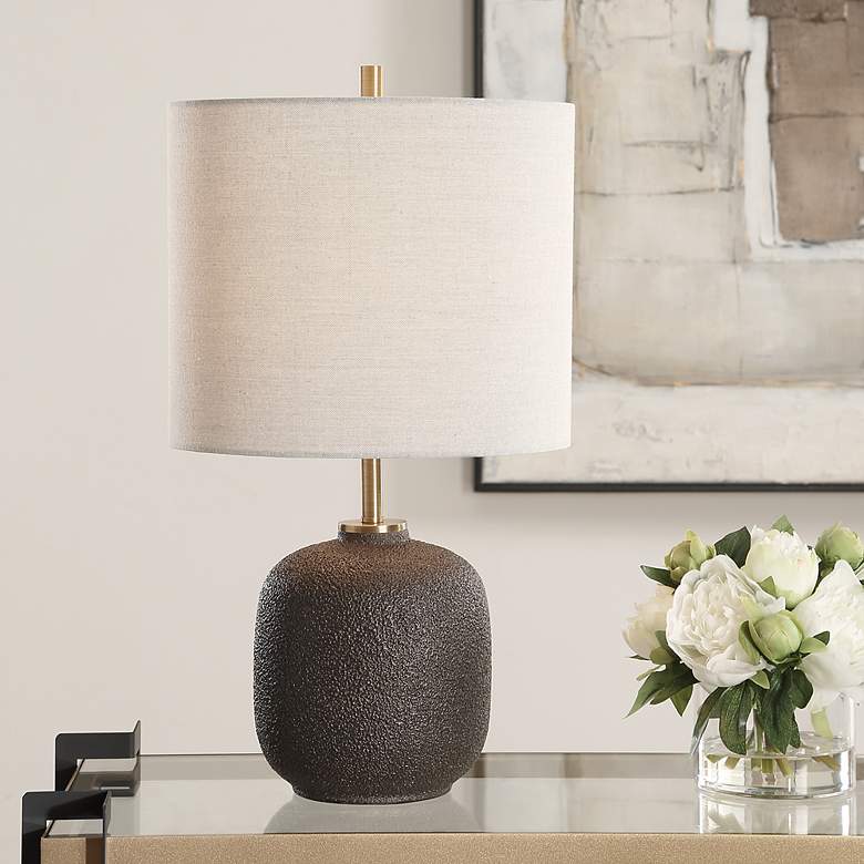 Image 1 Blacktop Warm Textured Black Ceramic Accent Table Lamp