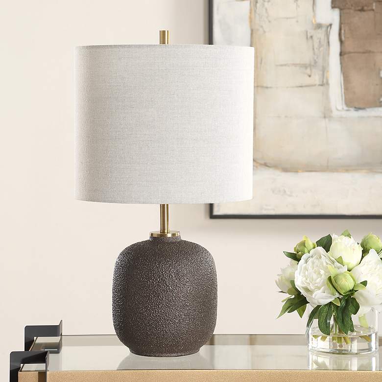 Image 3 Blacktop Warm Textured Black Ceramic Accent Table Lamp more views