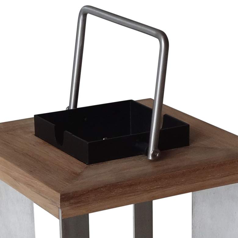 Image 2 Blade 14 1/2" High Teak Wood LED Solar Outdoor Lantern more views